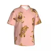 Men's Casual Shirts Cartoon Bear Vacation Shirt Male Cute Animal Summer Short Sleeves Printed Loose Oversize Blouses Birthday Present