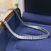 Nouveau S925 argent Sterling plein diamant collier femme luxe géométrique simple rangée blanc 5a Zircon bijoux