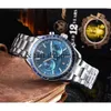 Cronógrafo SUPERCLONE Reloj Relojes Reloj de pulsera Diseñador de moda de lujo Productos básicos Banda de acero para hombres Reloj de negocios Reloj de segunda carrera de 2 ojos montredelu