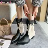 Sandals Autumn Vintage Women Western Short Boots Chunky Heels INS Hot Ladies Cowgirl Cowboy Ankle Booties Chunky Heels Shoes For Woman