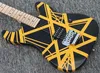 OEM electric guitar, Black and Yellow EV Stripe Series H guitar, Maple fingerboard, Floyd Rose tremolo Bridge