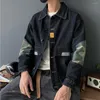 Giacche da uomo Estate Autunno Uomo Denim Patchwork coreano Streetwear Giacca da jeans per il tempo libero Cappotto jeans moda manica lunga con risvolto blu nero