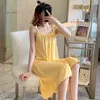 Vêtements de nuit pour femmes coréen mignon robe genou-longueur chemises de nuit pour nuisette mince femmes été dormir fille porter suspendu maison princesse nuit