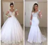 New Arrival White Long Sleeve Wedding Dresses 2020 Ball Gown Wedding Gowns Vestido de noiva Bride Dress With Detachable Train4891452