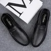 Casual Shoes Men's Summer Real Leather Half Loafers Classic Black Outdoor Walking Comant Slip-On Man Driving Erkek Terlik