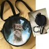 Saco de marca redonda sacos de ombro para mulheres bolsa de moedas inverno neve cena círculo relógio crossbody meninos meninas mochilas circular bolso