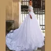 فساتين زفاف قصيرة الشاطئ 2 في 1 مع الأكمام الدانتيل زين Vestido de Noiva الطول الطابق تول الأميرة الزفاف الزفاف DRE233I