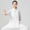 Etniska kläder Kvinnor Tai Chi Clothes Martial Arts Performance Outfit Spring Summer Thin Wushu Costumes Loose Leisure Solid Color