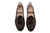 Casual skor män loafers handgjorda ko mocka tassel fast färg rund head slip-on mode affärsfest dagligen