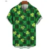 Mens Polos 2024 Mens Camisas 3D Saint Patricks Day Imprimir Loose Oversized Camisas Street Top Tees Alta Qualidade Roupas Masculinas Beach Party Blo Q240218