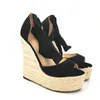 Sandals 2024 Cross-Strap Super High Heels Wedges Leisure Party Espadrille Sandal Straw Platform Shoes For Women Big Size