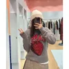 Yiciya Ga Brand Strawberry Graphic O-Neck Pullover For Women Y2k Long Sleeve Tops Knitwears Casual Letter Female Sweater 2024