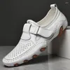 Scarpe casual Estate Sneakers da uomo in pelle traforata bianca con suola in polpo Mocassini da uomo autentici Slip On Outdoor