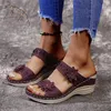 Sandalen Damen Chunky Heels Sommer Peep Toe Strand Blumen Mode Keile Schuhe Einfarbig Atmungsaktive Slip-On Für Frauen