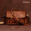 Maheu bolsa de ombro de couro estilo vintage, bolsa crossbody masculina, bolsa mensageiro para câmera, bolsa de mensagens, cavalo louco, câmera de vídeo de couro