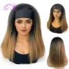 Wigs Synthetic Wig African Women Yaki Straight Headband Wigs Black Medium Length Hairstyle Women's Wig Daily Ladies Turban Wig