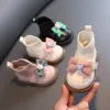 Boots Kids Girls Leather Princess Boots Autumn Winter 2022 Newborn Soft NonSlip Infant Walking Shoes Children Bowknot Single Shoes