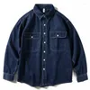 Chemises décontractées pour hommes, chemise en Denim usée et délavée, manches longues, ample, style rétro, manteau