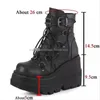 Sapatos casuais femininos punk gótico botas de motocicleta 2024 plataforma chunky salto alto tornozelo bota senhoras legal cunha mulher preto feminino