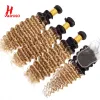 Peruker Hairugo T1b27 Deep Wave Human Hair Bunds With Stängning Remy Preolored 4x4 spetsstängning med bunthårvävningspaketpaket