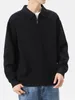 Hoodies masculinos 2024 meia-zip sweatshirts homens coreano moda camisas colarinho manga longa algodão pullovers básicos com capuz tops tamanho grande 8xl