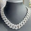 Op maat gemaakte 14k 18k vergulde Cubaanse ketting 4 rij 20 mm choker ketting wit 5a Ice Out Diamond Cz Link