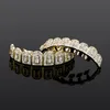 Рэп Блестящий Позолоченный Iced Out CZ Зубы Grillz Caps Верхний Нижний Гриль Набор Мужчины Женщины Вампирские Грили Рок Панк Рэпер Аксессуары для Мужчин Хип-Хоп Ювелирные Изделия