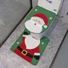 Couvre-siège de toilette Couvre-ensemble de couverture de Noël Santa Snowman Elk Print Contour Tapis Kit pour les décorations de salle de bain