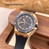 Leisure Wristwatch AP Wrist Watch Royal Oak Offshore Series 26401RO Rose Gold Three Eyes Timing Rubber Band Mens Fashion Leisure Business Sports Machinery Watch Set