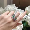 Anelli a grappolo Eleganza francese Anello camelia con micro zirconi vintage Anello in 925 con timbro tridimensionale Alta qualità regolabile Regalo di nozze per feste