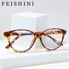 Solglasögon Feishini Windows Computer Glasses Women Cat Eye Retro Rays Strålning Gamin Eyewear Frames Anti Blue Light Optical