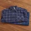 Men's Casual Shirts Vintage Loose Corduroy Plaid Shirt Heavy Cotton Wash To Do Old Pocket Cargo Fashion