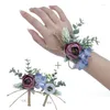 Fiori decorativi 1 pz Fiore da polso da sposa Damigella d'onore Sorella Gruppo Coreano Mori Rose Spilla da sposo Set corpetto