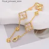 Charmarmband 3 Flower Gold Plated S med Pearl Mother Natural Stone Necklace For Women Girls Luxury Fashion Jewelry Set Q240321