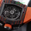 Классические наручные часы RM с хронографом RM11-03 Mclaren, цветной карбон + боковой материал NTP, полный полый комплект