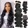 Wigs Body Wave Hair Bundles With HD Transparent Frontal 12A Unprocessed Brazilian Virgin Human Hair 3 Bundles With Closure Natural