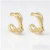 Hoop Huggie Earrings Zircon C Shape Ear Clip For Women Man Fashion Clasp Non-Piercing Copper Gold Plated Cuff Hip Hop Jewelry Fixture Otsmp