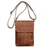 Bag Nesitu Highend Vintage Brown Black Blue äkta läder mini axel män kvinnor messenger väskor för telefonväska m3376