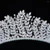 Haarspangen mit Zirkonia, bezaubernde Blattkronen, luxuriöse CZ-Tiaras, Hochzeitsschmuck