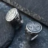 Diable Satan Pentacle 14K bague en or blanc Baphomet chèvre Goth Punk soufre Léviathan croix hommes judaïsme amulette bijoux