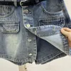 Calções femininas para mulheres bolsos de cinto projetado ins denim curto feminino estilo coreano cintura alta verão streetwear anti-esvaziado dropship