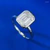 Klaster Pierścienie Pełna Asscher Cut Moissanite Diamond Ring Real 925 Srebrny Party Wedding Wedding For Women Obiecaj biżuteria