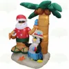 Air gonflage en gros jouet de Noël gonflables personnalisés de neige personnalisée tenant une boîte cadeau grimpe au Père Noël avec du palmier pour la décoration du festival