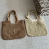 Raffia Straw Handbag Purse Fashion Letters Internal Zipper Pocket Golden Hardware Women Soft Tote Shopping Bags Large Capacity Pockets