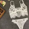 Sexy conjunto de lingerie de três pontos feminino quente exótico aberto virilha transparente roupa interior g-string bandage bikini conjunto de três pontos