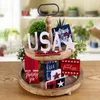 Party Decoration 1 Set Great Eco-friendly Wooden Ornament Burr Free Decorative USA Flag Pattern Sign Independence Day