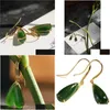 Outros acessórios de moda natural um jade jasper brincos mulheres estilo nacional elegante entrega longa otspv