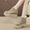 Boots Women's Ankle Boots Autumn Flock Chunky Shoes Woman Platform Height Increased Sneakers 9CM Thick Sole Wedges Snow Boots Winter