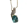 Designer halsband smycken fågelformad blå grön med diamanter juveler designer för kvinnor