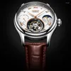 ساعة معصم AESOP Flying Tourbillon Skeleton Watch Mechanical Watch للرجال الشهير Moonphase متعدد الوظائف 42 مم الساعات المائية